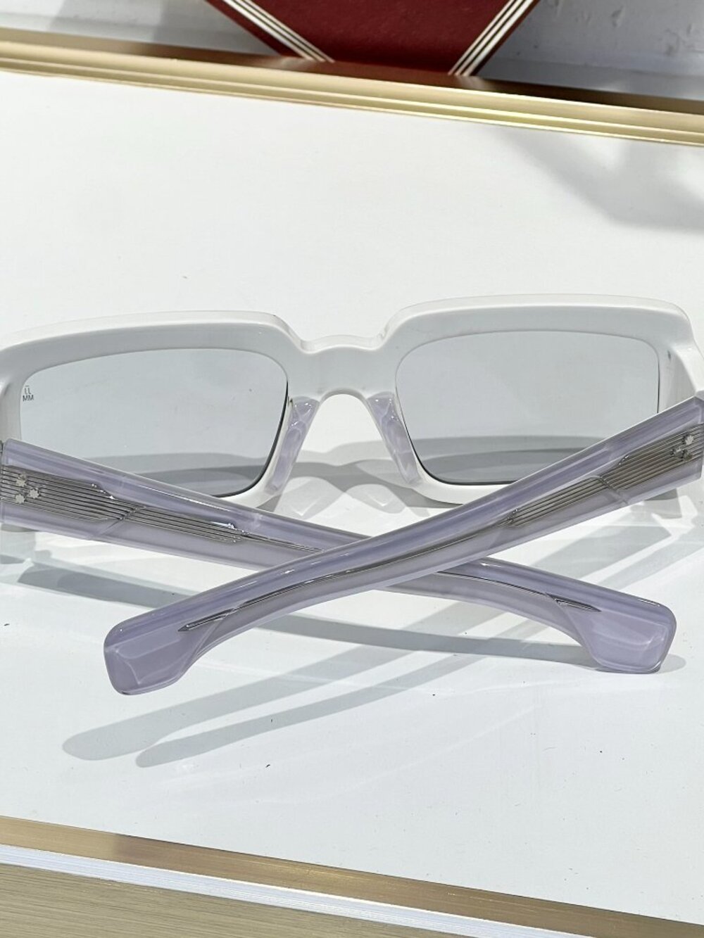 Jacques Marie Mage White Thick-Frame Rectangular Glasses - Picture 3 of 9